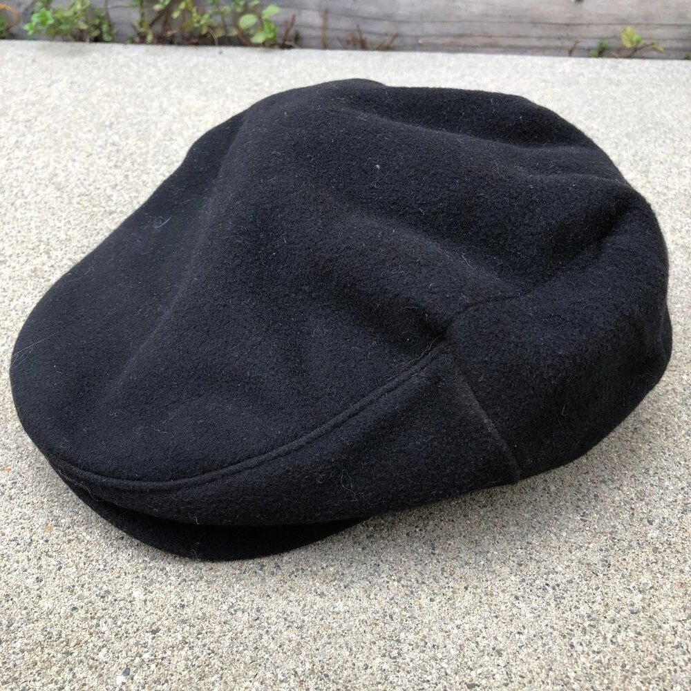 Vintage SUPERFINE VIRGIN WOOL AND CASHMERE Newsboy Hat LG Black Men's Cap Italy